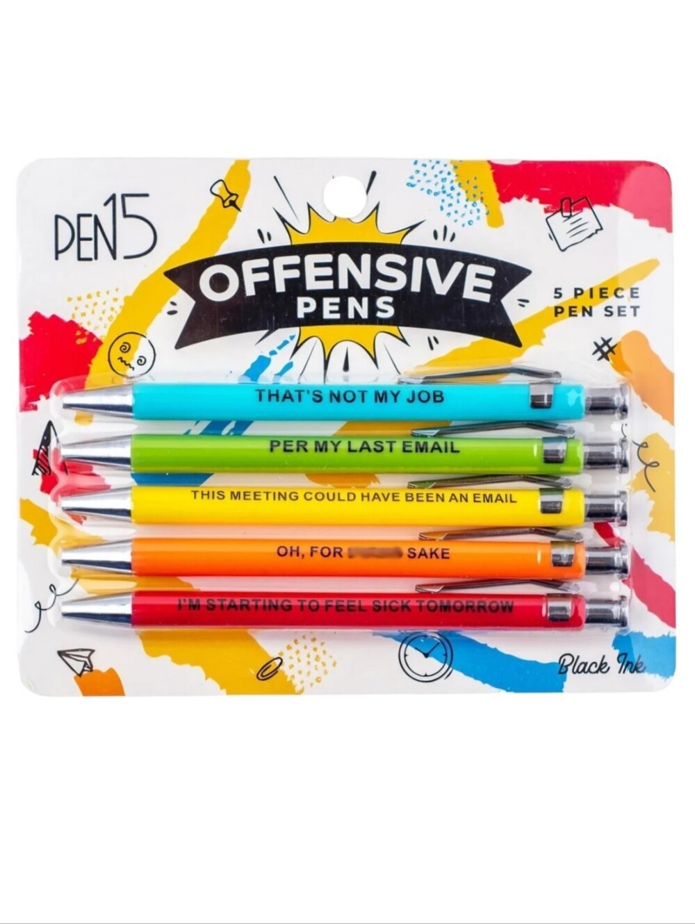 NEW 5-Pk Offensive Pens Funny Office Gag Gift
